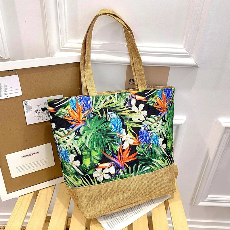 Women Handbag Floral Printed Beach Shopping Large Capacity Tote Bag Fashion Casua High Capacity Travel Ladies Shoulder Bag New