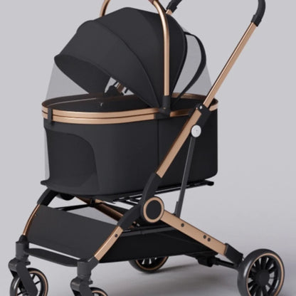 Folding 4 Wheels Dog Trolley Pet Jogger for Small Medium Dogs Travel