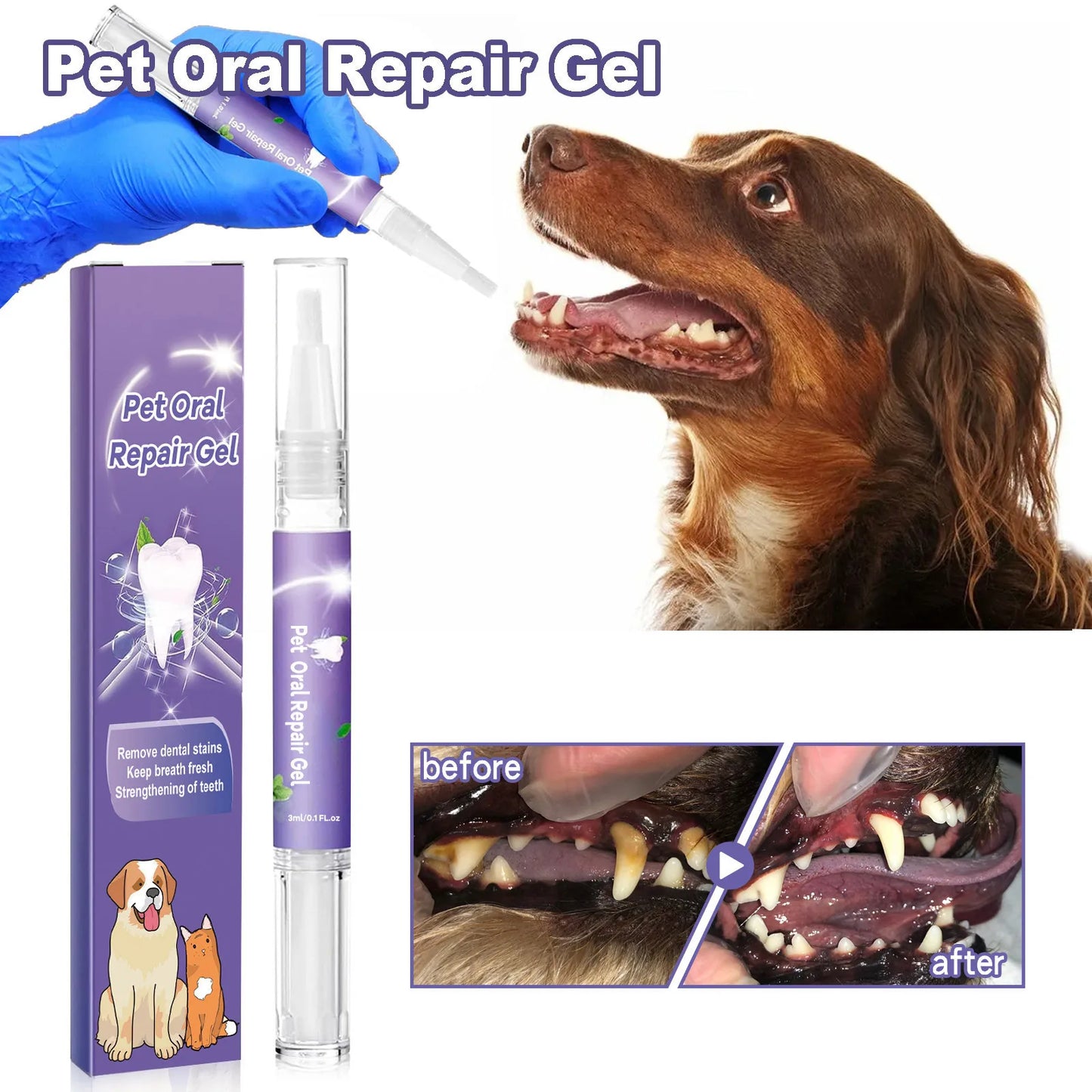 Pet Oral Gel for Dogs & Cats – Fresh Breath & Tartar Control