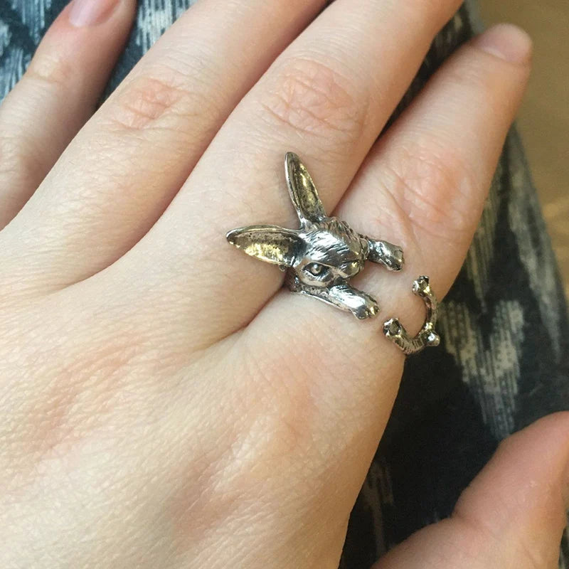 Cute Fortune Cat Shape Opening Rings For Women Silver Color Vintage Frog Toad Animal Delicate Finger Ring Girl Fashion Jewelry