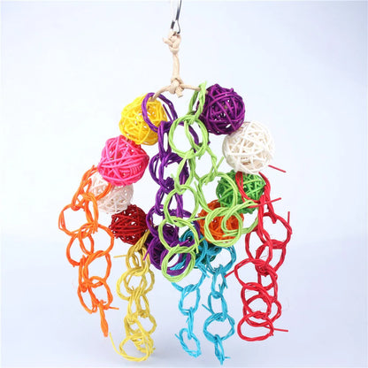 Parrot toys, Colorful wooden bird supplies, Unique shape, Diverse ways to play, Complete variety, Large parrot bite bird toys
