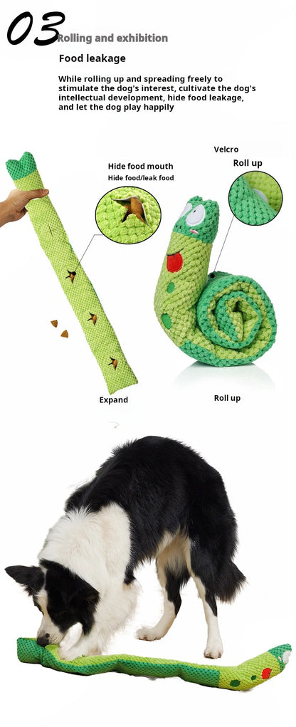 Dog Puzzle Feeder Interactive Toy Indestructible Plush Sound Squeak Puppy Toys For Resistant Foldable Snail Dogs Pet Supplies