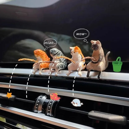 釣魚貓汽車內裝裝飾可愛樹脂帶管眼鏡汽車後視鏡掛件出風口車載飾品