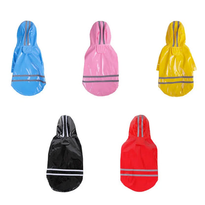 Waterproof Dog Raincoat with Hood & Reflective Strip Jacket