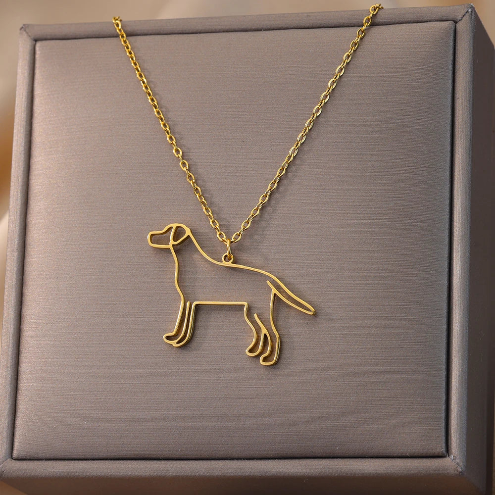 Stainless Steel Dog Necklaces For Women Men Gold Color Pet Animal Pendant Necklace Jewelry Male Female Fashion Neck Chain Gift