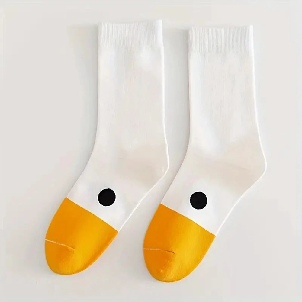 1 Pair petshomesupplies Cartoon Women Socks Fashionable And Versatile Cute Design Funny Goose Breathable Soft Comfortable Women Casual Socks﻿