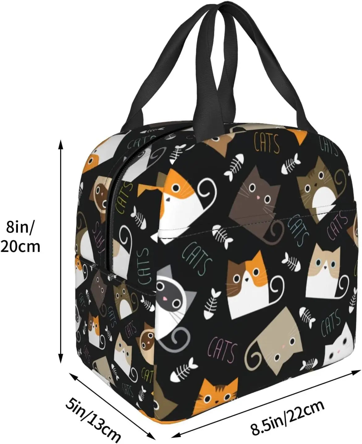 Funny Cat Insulated Lunch Bags Cooler Tote Organizer Bags Reusable Lunch Box for Women Girls Outdoor Work Picnic School