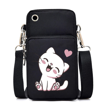 2024 Zipper Small Crossbody Bags Cartoon Anime Cat Women's Shoulder Purses and Handbags Girls Fashion Animal Mobile Phone Bag