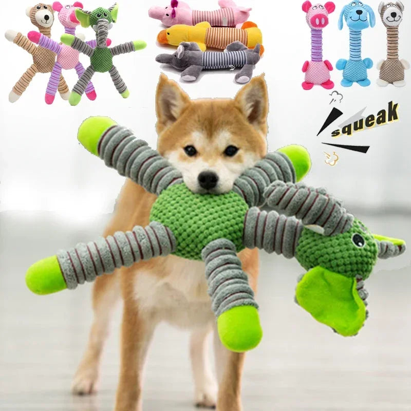 Indestructible Sound Squeaky Toys Animals Shape Pet Soft Plush Chew Molar Training Toy Puppy Bite Teeth Toys for Large Dogs