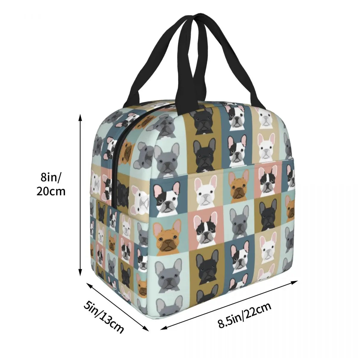 French Bulldog Dog Insulated Lunch Bag Portable Dogs Lunch Container Thermal Bag Tote Lunch Box School Outdoor Food Handbags