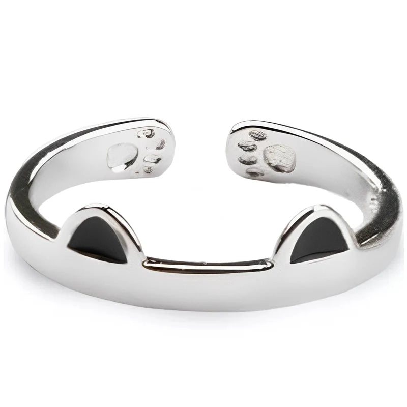 2pcs Y2K Cute Cat Paw Print Ring Women Girls Adjustable Cat Ears Paw Animal Finger Ring Couple Cartoon Little  Gift Jewelry