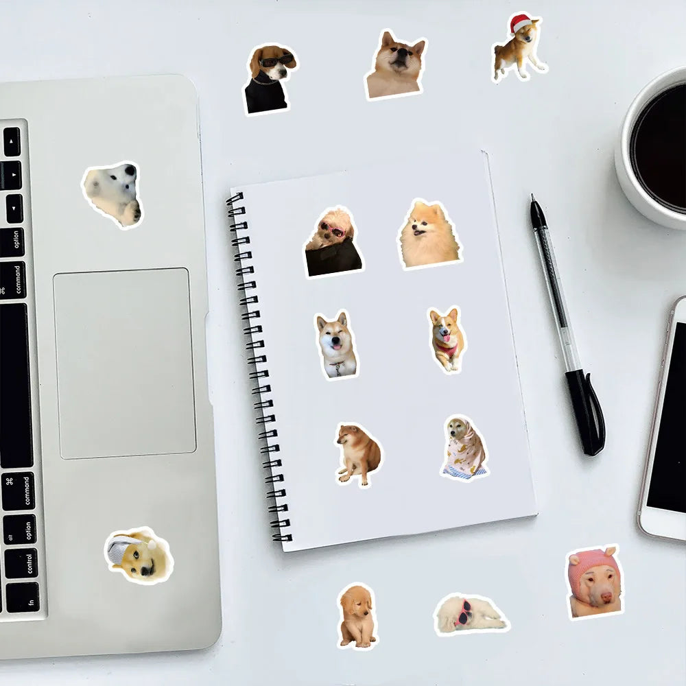 10/50/100pcs Funny Dog Stickers Cartoon Cute Decals Toy Stationery Guitar Phone Bicycle Laptop Luggage Car Graffiti Kids Sticker