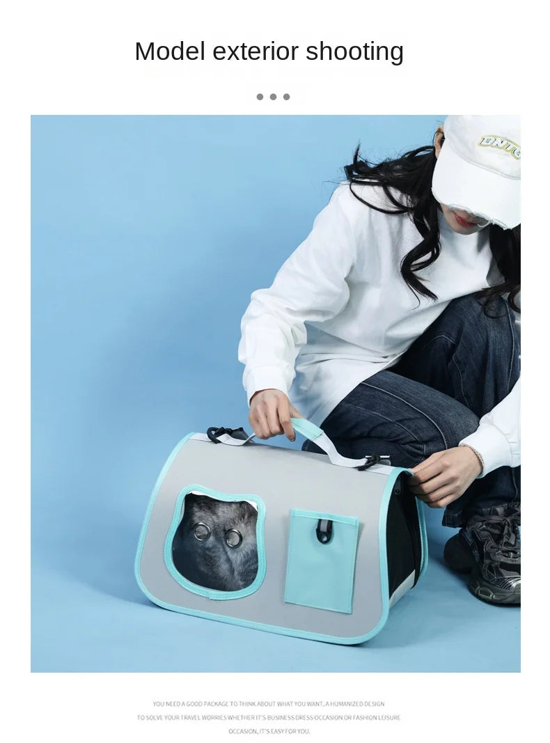 Cat Bag Portable Dog Tote Bag Breathable Backpack Carrier Small Dog Foldable Cat Carrier Large Space Travel Transport Bag