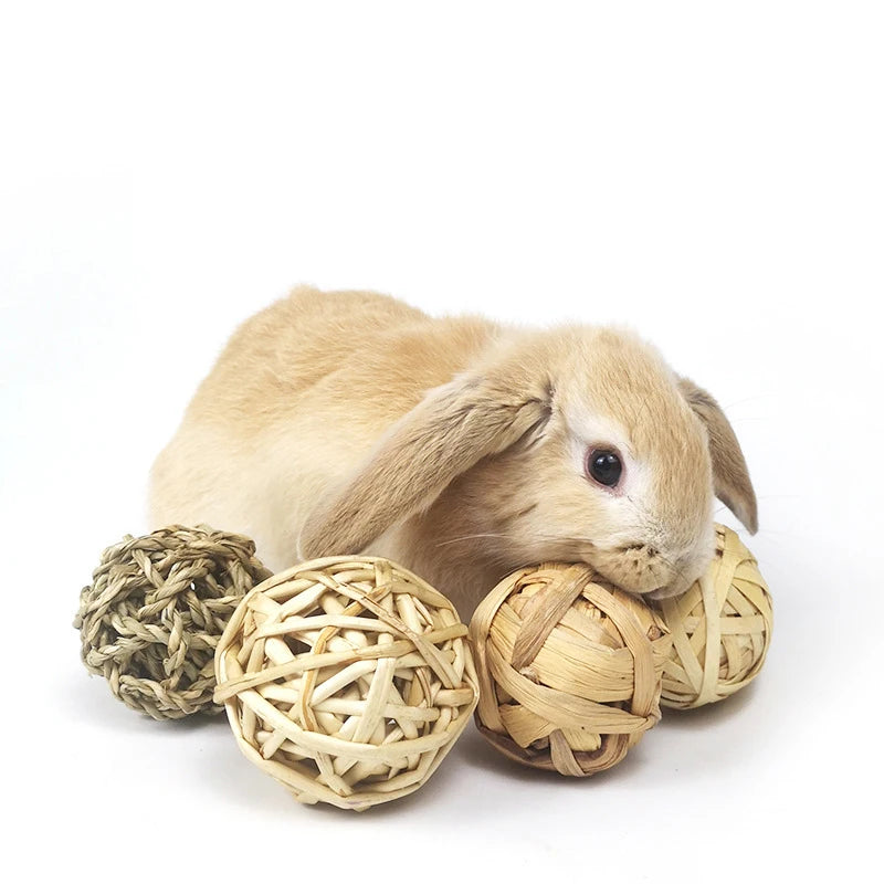 7CM Chewing Braided Ball Guinea Pig Rabbit Hamster Small Animal Play Pet Interactive Chew Toy