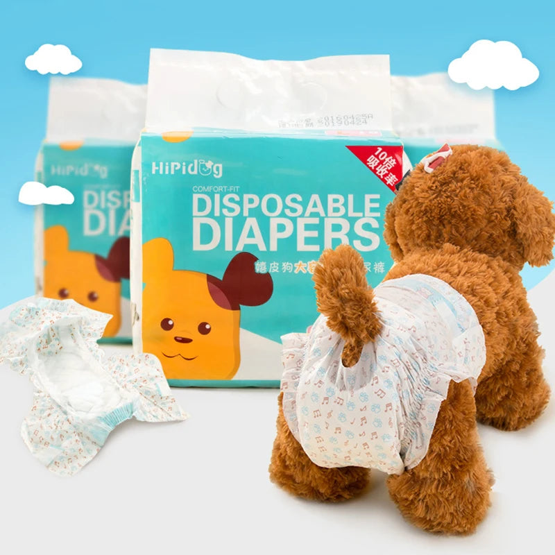 10PCS/pack Super Absorption Physiological Pants Dog Diapers for Dogs Pet Female Dog Cat Disposable Leakproof Nappies Puppy