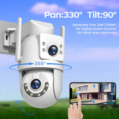 Jooan 4K 8MP 高清 Wifi PTZ 攝影機戶外 5G Wifi 雙鏡頭安全 IP 攝影機 5 倍變焦 AI 追蹤 ONVIF CCTV 監控攝影機