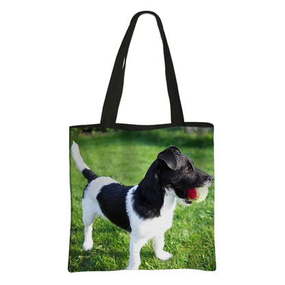 Jack Russell Terrier Women Tote Bag Labrador Print Pets Dog Student Casual Daily Use Single Handbags Portable Shoulder Bag Gift