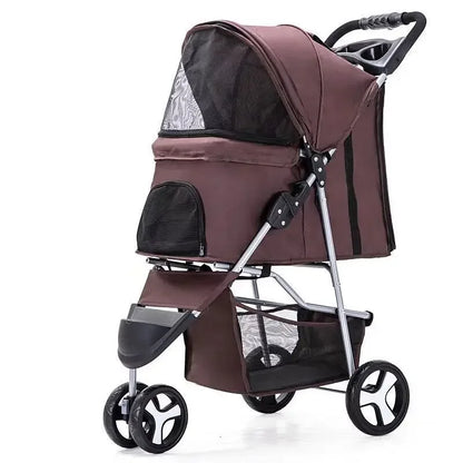 Lightweight Folding Pet Trolley Cat, Dog and Cart Three-wheeled Pet Cart Go Out Cart Supplies Dog Stroller