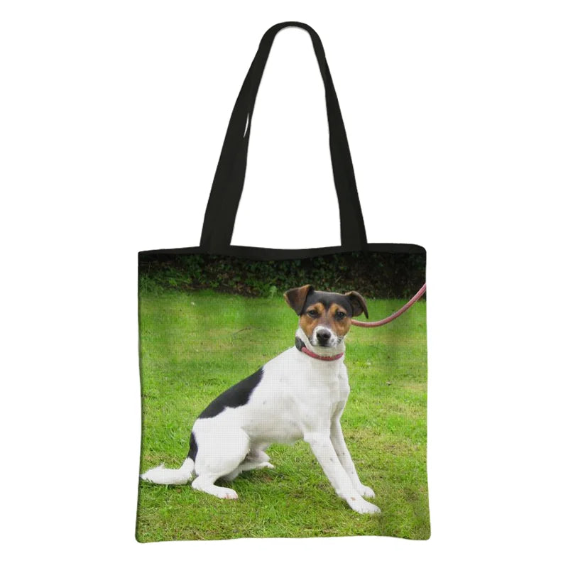 Jack Russell Terrier Women Tote Bag Labrador Print Pets Dog Student Casual Daily Use Single Handbags Portable Shoulder Bag Gift
