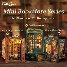 CUTEBEE DIY 書角套件微型玩具屋搭配淺色木質書架外掛復古書角裝飾可作為禮物書店系列