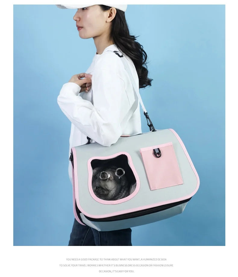 Cat Bag Portable Dog Tote Bag Breathable Backpack Carrier Small Dog Foldable Cat Carrier Large Space Travel Transport Bag