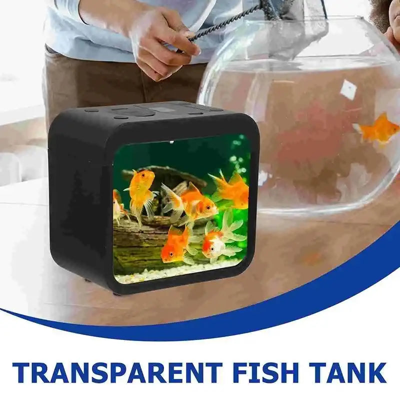 Transparent Small Fish Tank Creative LED Light Aquarium Fish Building Blocks Isolated Box Tank For Reproduce Feed Betta Goldfish