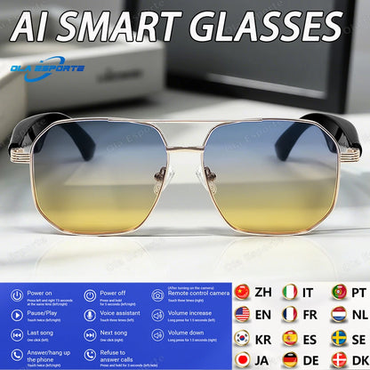2025 AI Smart Glasses Pro Real-Time 17 Language Translator Bluetooth 5.4 HD Call UV400 Sunglasses Touch Remote Camera For Xiaomi