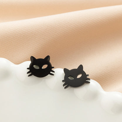 Jisensp 1ペア 漫画動物猫イヤリング かわいいステンレススチール 子猫スタッドイヤリング レディース ガールズ 面白いジュエリー イヤリング