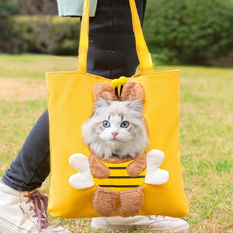 Pet Canvas travel Bag  Shoulder outdoor carrier Bag Cats and Dogs Tote Bag Small Pet Carrier Bag Fashionable Breathable