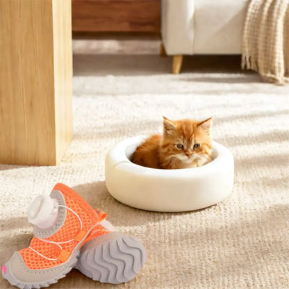 4pcs/set Protecting Breathable Dog Mesh Shoes Adjustable Anti-slip Pet Boots Thin Soft Sole Dog Sneakers Summer Season