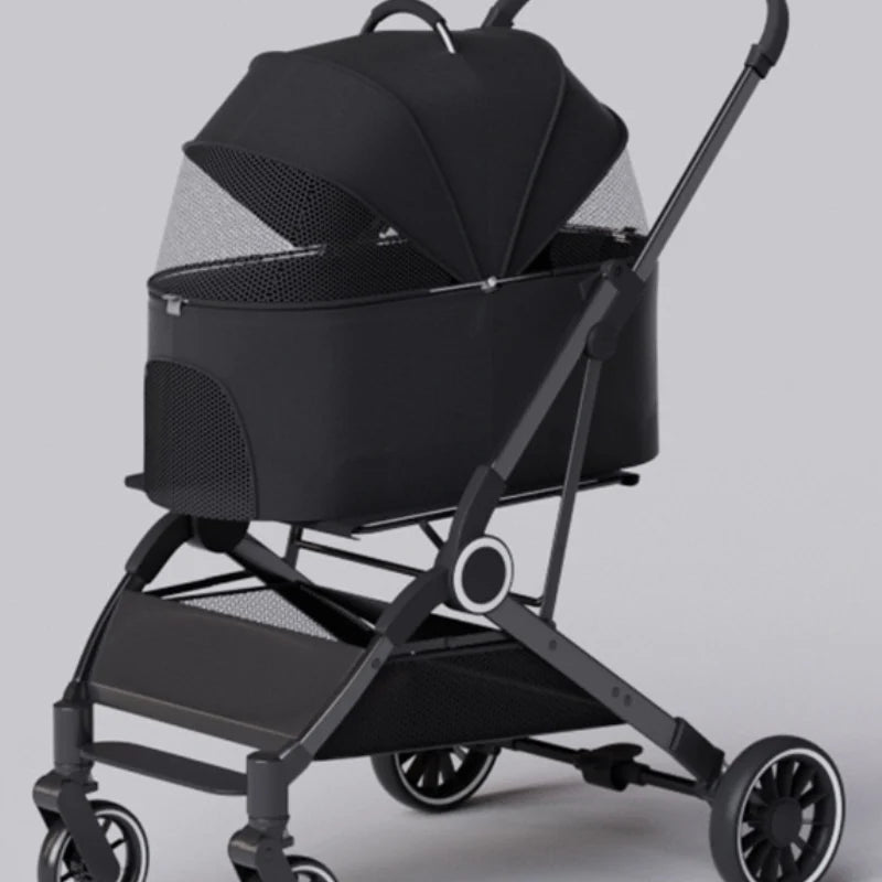 Folding 4 Wheels Dog Trolley Pet Jogger for Small Medium Dogs Travel