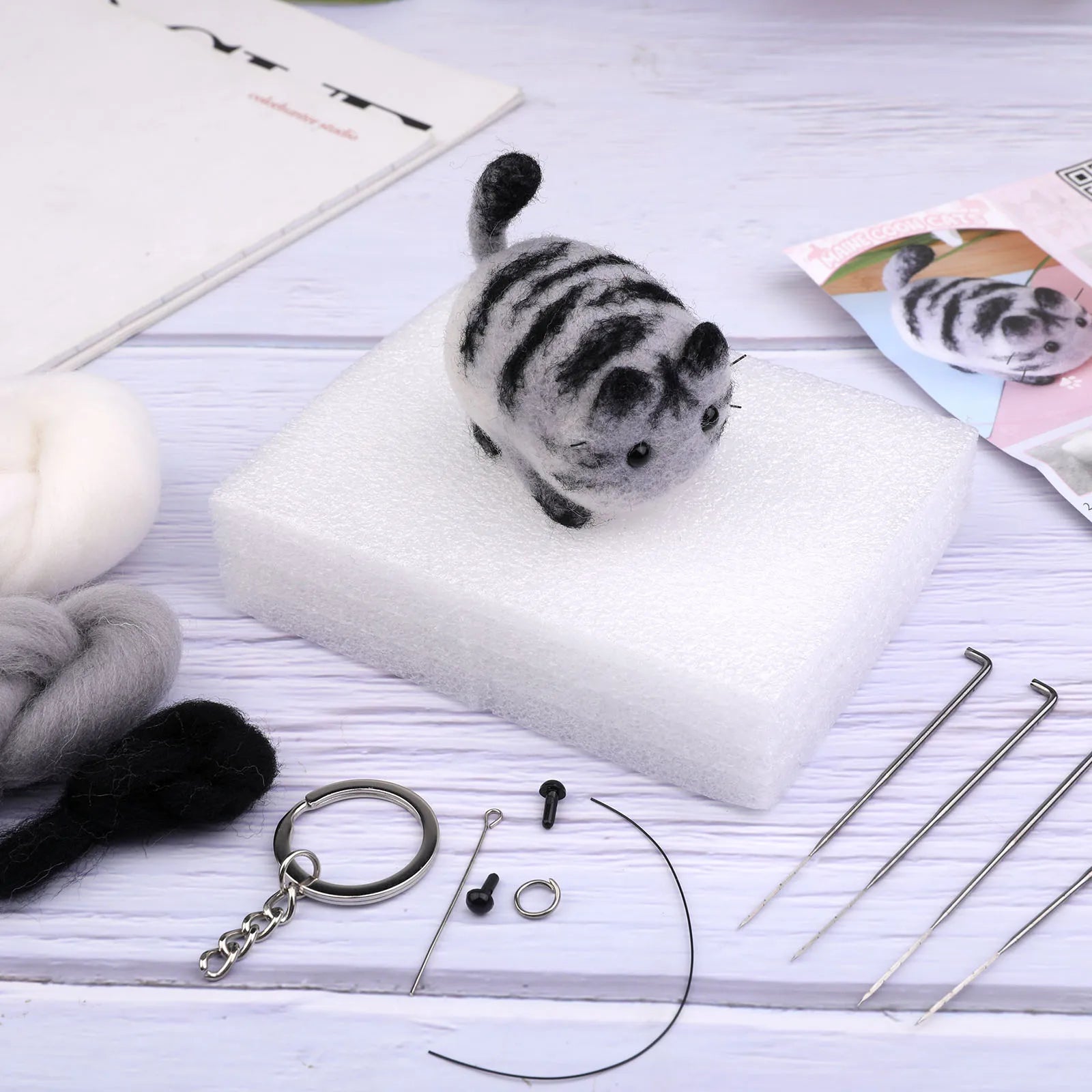 KRABALL Non-Finished Dog Cat Handmade Wool Felting Material Package For Doll Making Toy DIY Child Gift Needle Felting Tool Kit