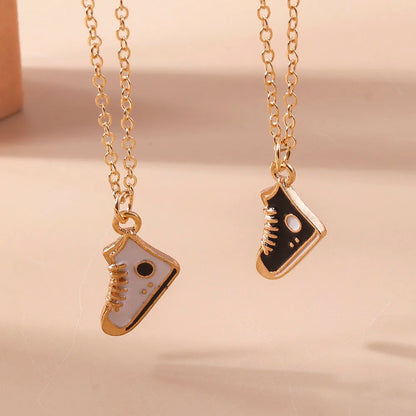 Cute Enamel Dog Cat Paw Necklaces for Women Men BFF Best Friends Couple Matching Pendant Necklace Set Birthday Gifts