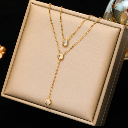 EILIECK 316L Stainless Steel Moon Pearl Zircon Puppy Pendant Necklace For Women Girl New Fashion Neck Chain Jewelry Gift Bijoux