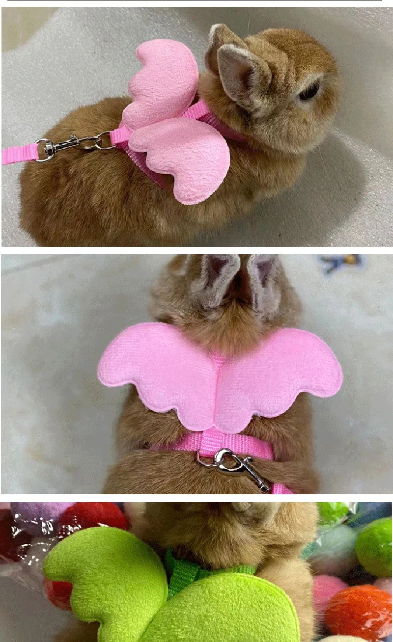 Cute Angel Wing Pet Rabbit Harness and Leash for Cats Rabbits Personalized Rabbit Harnesses Bunny Accessories Hamster Clothes