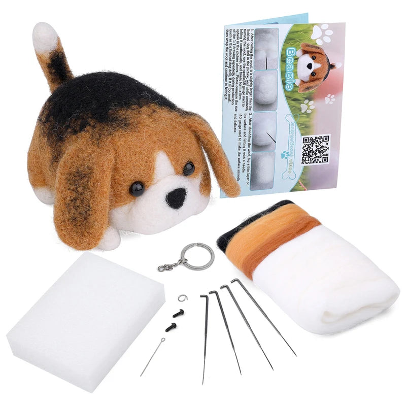 Animals DIY Needle Felting Set with Foam Mat for Handcraft Project Beginners Needle Felting Supplies Kits with Tools