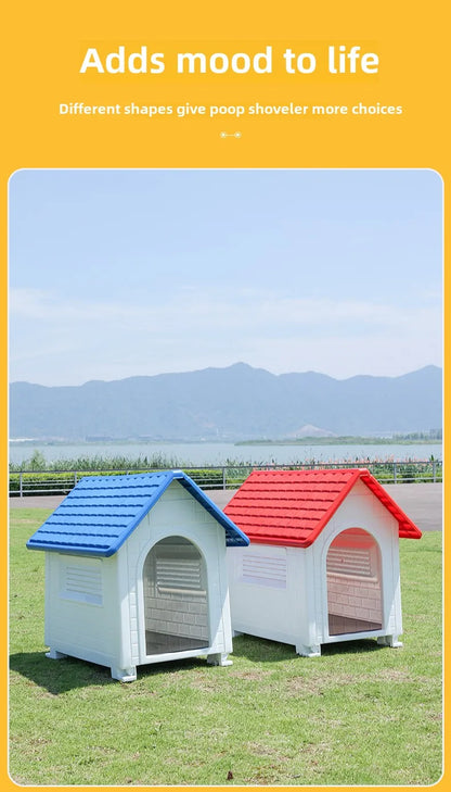 Outdoor Plastic Dog Kennel – Rainproof, Ventilated, Detachable