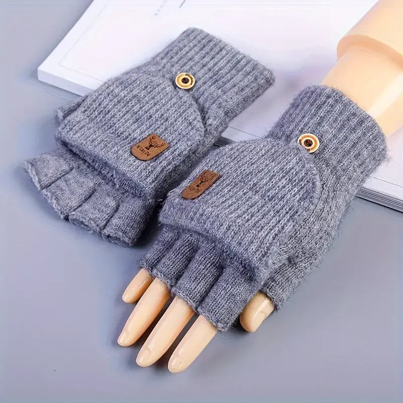 Knitted Fingerless Gloves Winter Thicken Warm Touch Screen Gloves for Men Women Gloves Warm Half Finger Student Gloves