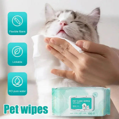 Pet Wipes for Cats & Dogs – Deodorizing, Gentle, Tear-Free