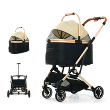 4 in 1 Pet Stroller, Folding Light weight Cat &Dog Stroller with Detachable Carrier, 180° Reversible Canopy, All Terrain 4-Wheel