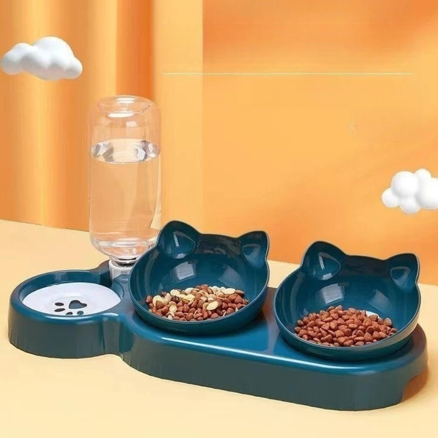 Pet Automatic Water Feeder and Food Container (Anti Slip Double Bowl)