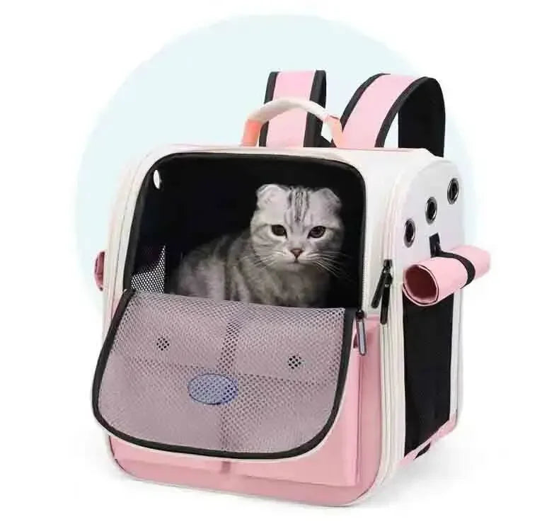 Adjustable Strap Pet Carrying Bag Foldable Cat Backpack for Outdoor Travel Ventilation Large Capacity Cat Carrier Backpack