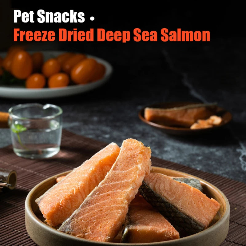 寵物零食冷凍乾燥鮭魚肉塊增肥毛鰓加鈣貓零食鮭魚乾狗零食