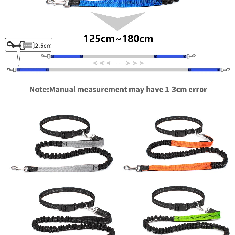 Dog Leash Hands Free Retractable Traction Rope Pet Walking Running Adjustable Waist Belt Elastic Reflective leash Pet Supplies