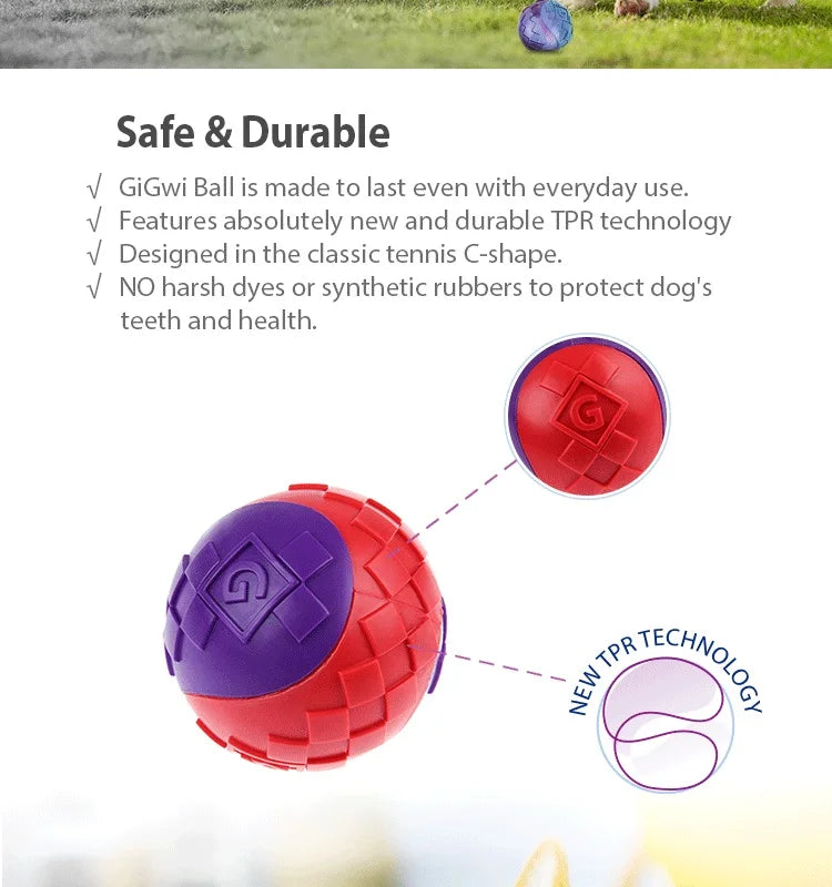 Interactive Dog Ball Pet Toys G-Ball Series Squeaky 2.5' Bouncy Assorted Colors for Small/Medium Dogs
