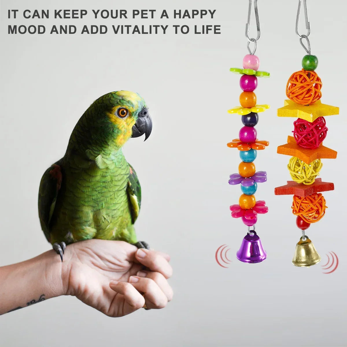 7Pcs Bird Parrot Toy Wood Colorful Bird Swing Toy Hanging Parrot Chewing Toy Parrot Playing Training Toy for Parakeets