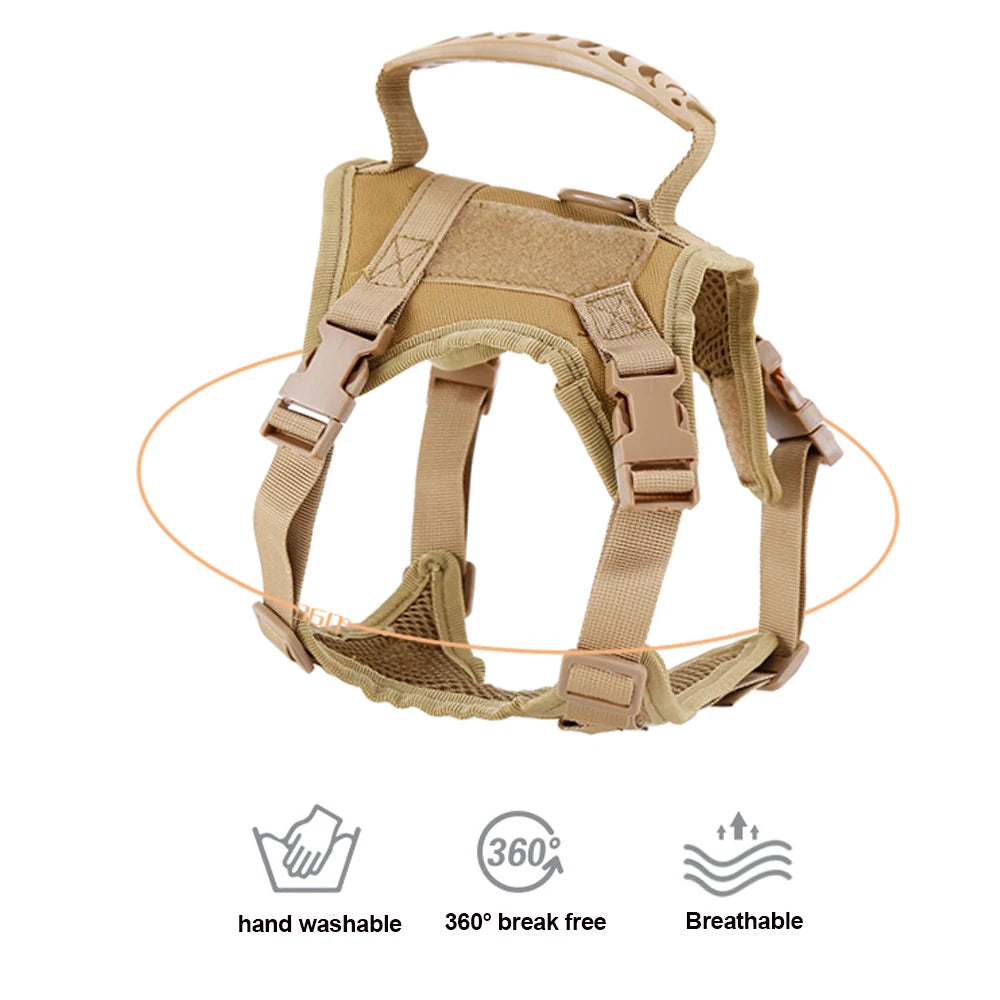 Tactical Cat Harness For Walking Escape Proof Adjustable Pet Vest Harness Soft Mesh With Control Handle For Large Cat Small Dog