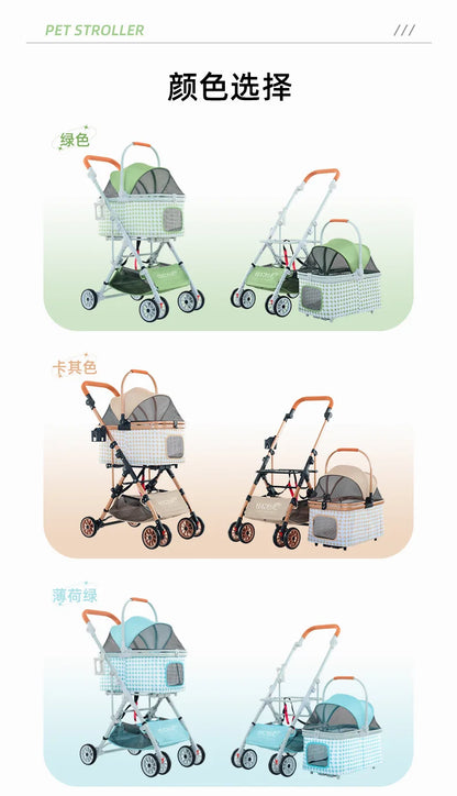 Detachable Pet Cart Detachable One Car Three-purpose Universal Pet Cart for Cats and Dogs