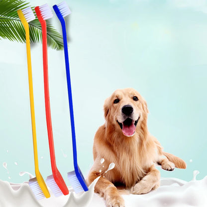 10PCS Pet Toothbrush Pet Long Handle Double Head Toothbrush Dog Oral Cleaning Care