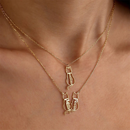Personalized Pet Name 1-4 Cats Necklace Custom Memorials Gift Stainless Steel Choker Necklace for Women Girls Accesorios Mujer